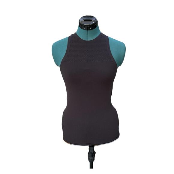 Lululemon Reveal Tank (Stripes) Racerback Top Black Seamless‎ Sz 2-4 No Size Tag - Picture 1 of 8
